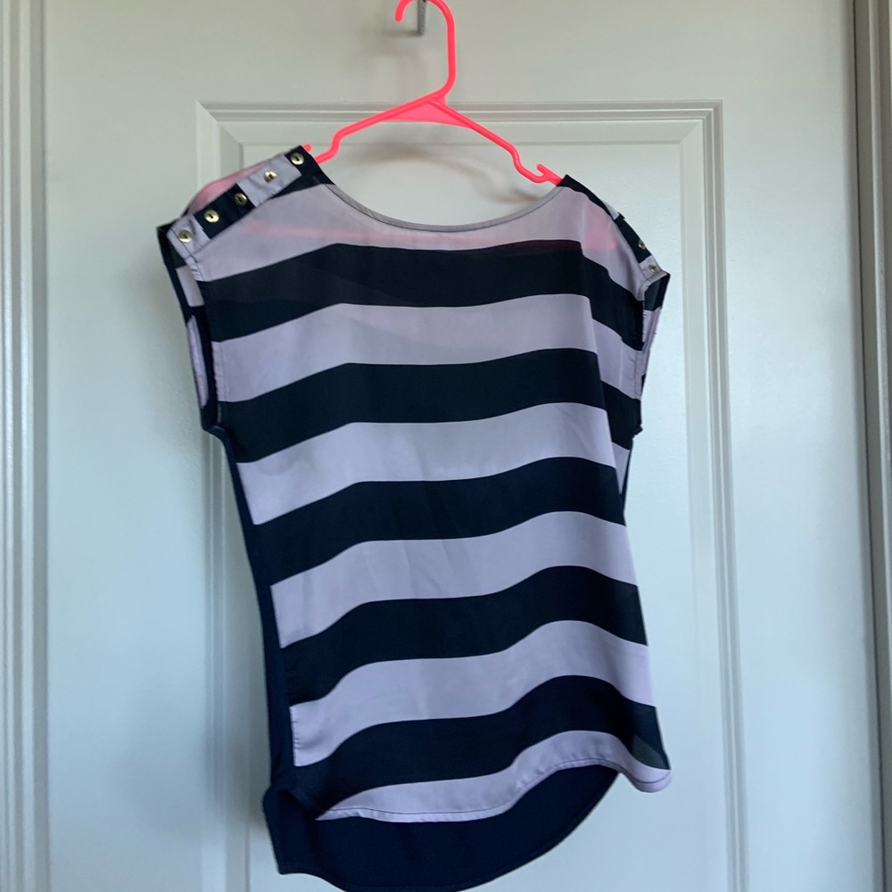 Purple Striped Silk Top - Size XS